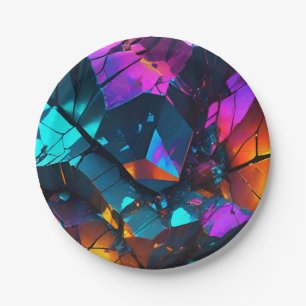 Glowing Mineral Rock Formations Paper Plate