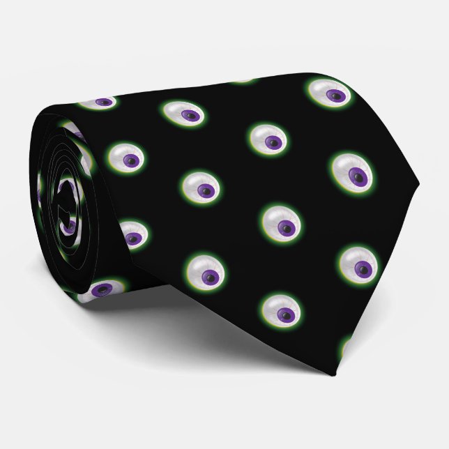 Glowing Monster Small Floating Eye Halloween  Tie (Rolled)