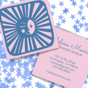 Glowing Moon Cute and Charming Blue Moonbeam Square Business Card
