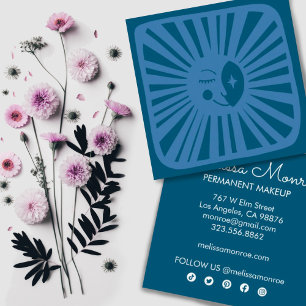 Glowing Moon Cute and Charming Blue Moonbeam Square Business Card