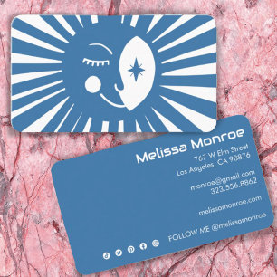 Glowing Moon Cute and Charming Colourful Blue Business Card