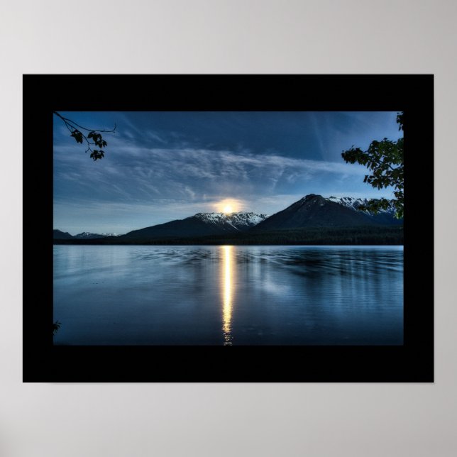 Glowing Moon Over the Lake Poster (Front)
