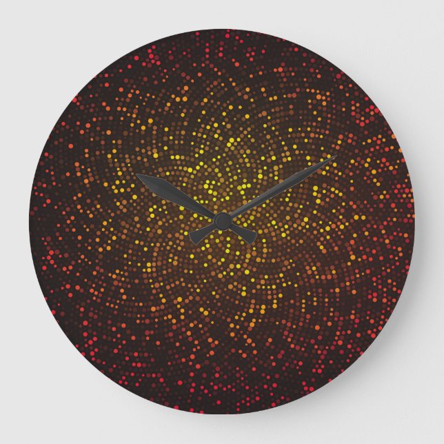 Glowing mosaic, dark yellow-red background. large clock (Front)