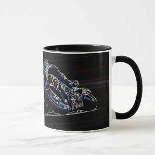 Glowing Motorcycle Rider Circle Racing Sketch Mug
