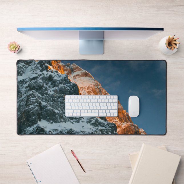 Glowing mountain at sunset desk mat (Office 1)
