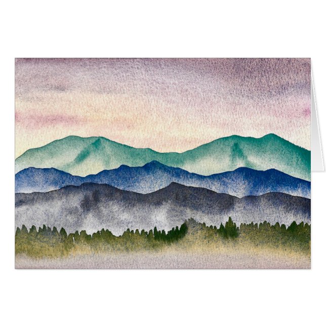 Glowing Mountain Watercolor Landscape  (Front Horizontal)