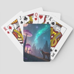 Glowing Mushroom Forest Fox Fantasy Art Playing Cards
