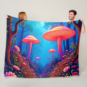 Glowing Mushroom Magic Fleece Blanket