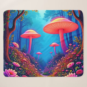 Glowing Mushroom Magic Sherpa Blanket