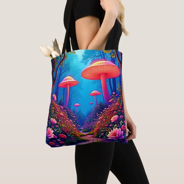 Glowing Mushroom Magic Tote Bag (Close Up)