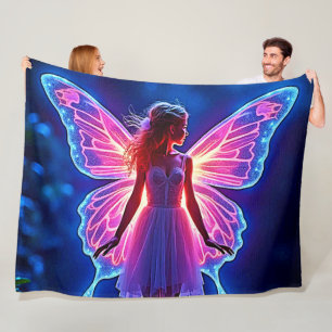 Glowing Mystical Butterfly Fairy Art Fleece Blanket