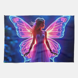 Glowing Mystical Butterfly Fairy Art Tea Towel