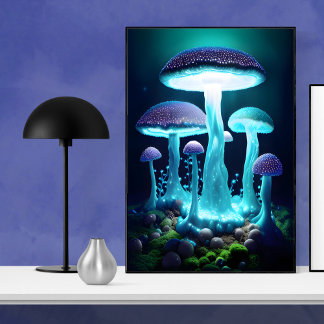 Glowing Mystical Mushrooms Poster