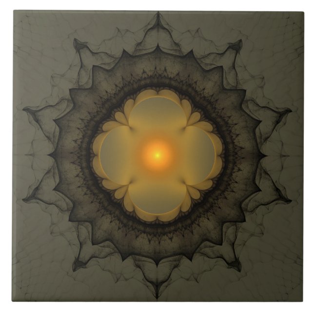 Glowing mystical ornament ceramic tile (Front)