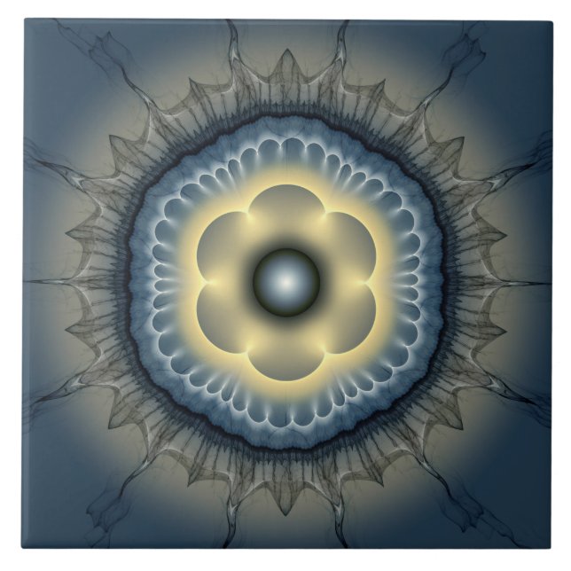 Glowing mystical ornament ceramic tile (Front)