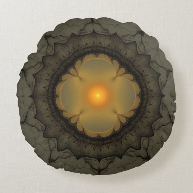 Glowing mystical ornament round cushion (Front)