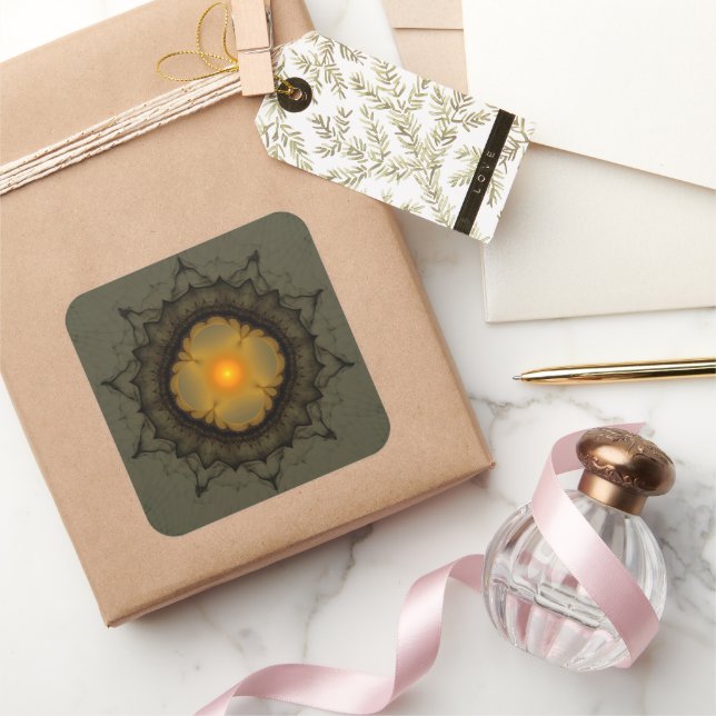 Glowing mystical ornament  square sticker (Gifting)