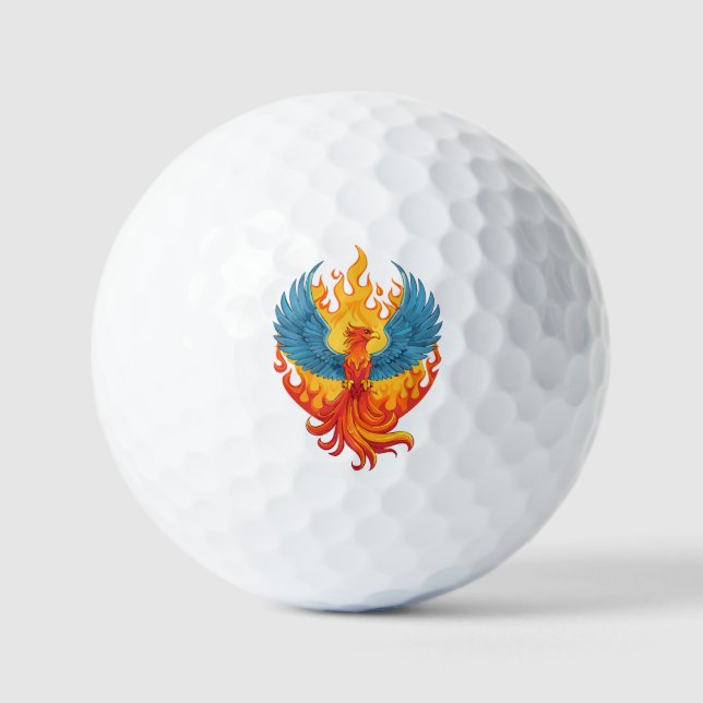 Glowing mythological Fantasy Phoenix Bird Golf Balls (Front)