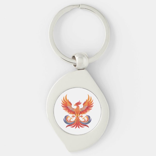 Glowing mythological Fantasy Phoenix Bird Key Ring (Front)