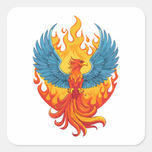 Glowing mythological Fantasy Phoenix Bird Square Sticker
