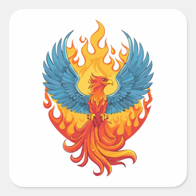 Glowing mythological Fantasy Phoenix Bird Square Sticker (Front)