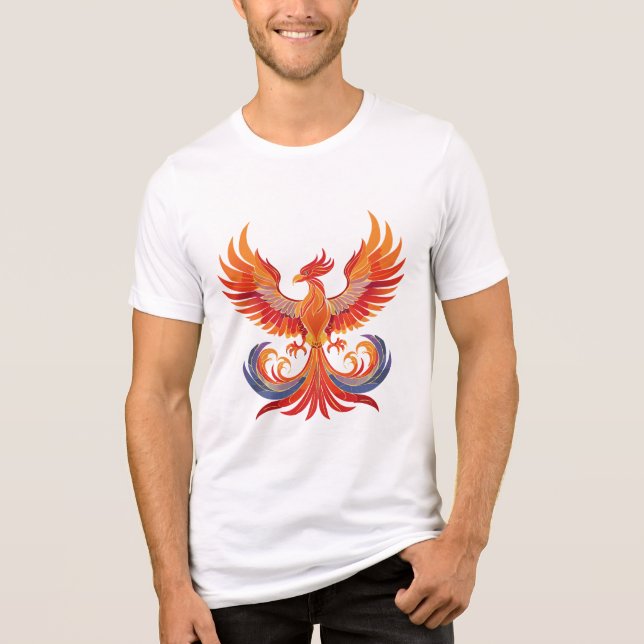 Glowing mythological Fantasy Phoenix Bird Tri-Blend Shirt (Front)