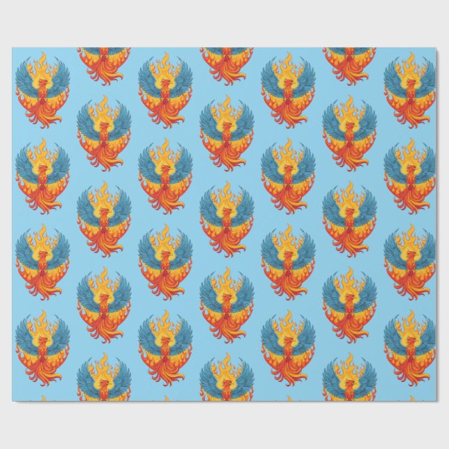 Glowing mythological Fantasy Phoenix Bird Wrapping Paper (Flat)
