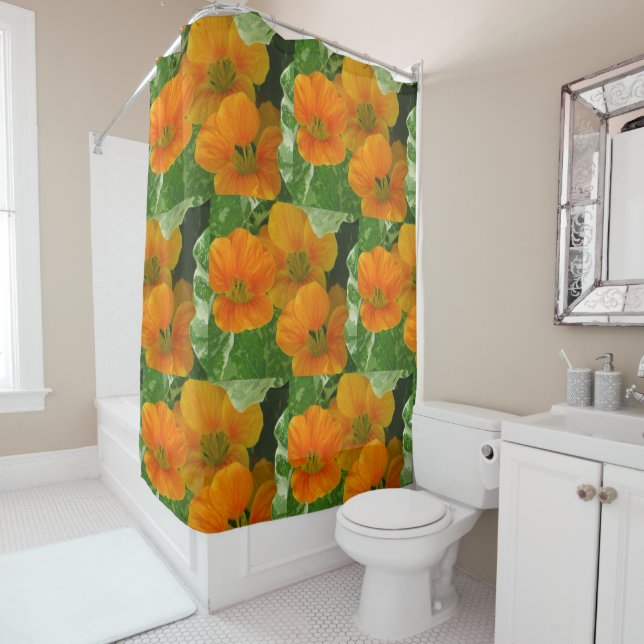 Glowing Nasturtiums Shower Curtain (In Situ)
