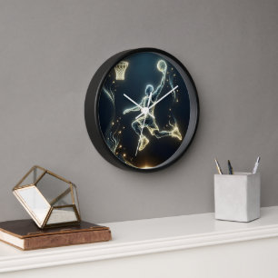 Glowing Neon Basketball Player  Clock