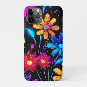Glowing Neon Floral Pattern iPhone 11 Pro Case