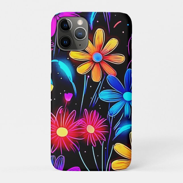 Glowing Neon Floral Pattern Case-Mate iPhone Case (Back)