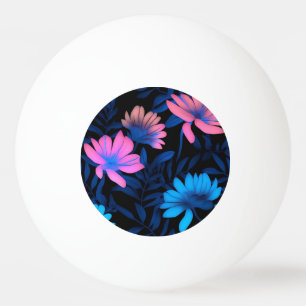 Glowing Neon Flowers Pattern Ping Pong Ball