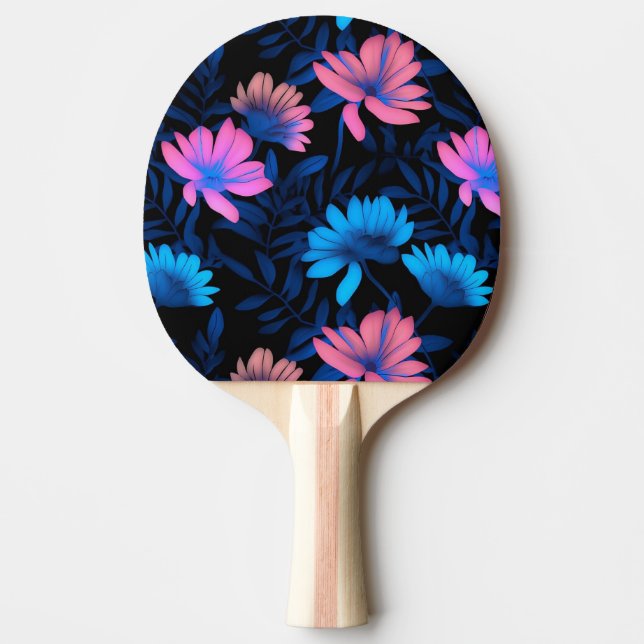 Glowing Neon Flowers Pattern Ping Pong Paddle (Front)