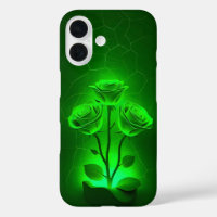 Glowing Neon Green Roses iPhone Case