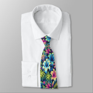 Glowing Neon Lilies in a Lush Garden Tie