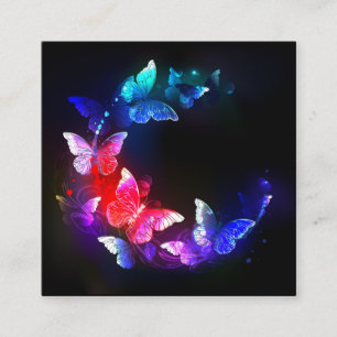Glowing Neon Night Butterflies on Black background Appointment Card