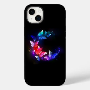 Glowing Neon Night Butterflies on Black background Case-Mate iPhone 14 Plus Case