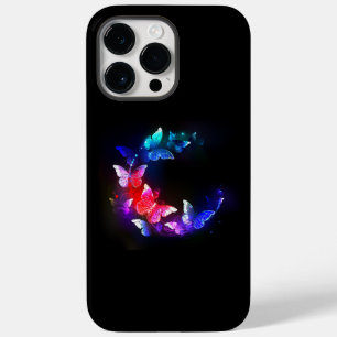 Glowing Neon Night Butterflies on Black background Case-Mate iPhone 14 Pro Max Case