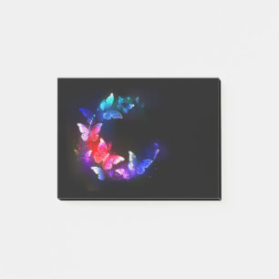 Glowing Neon Night Butterflies on Black background Post-it Notes