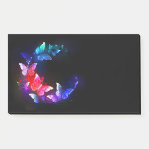Glowing Neon Night Butterflies on Black background Post-it Notes