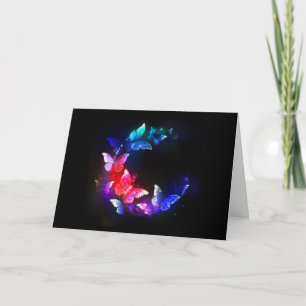 Glowing Neon Night Butterflies on Black background Program