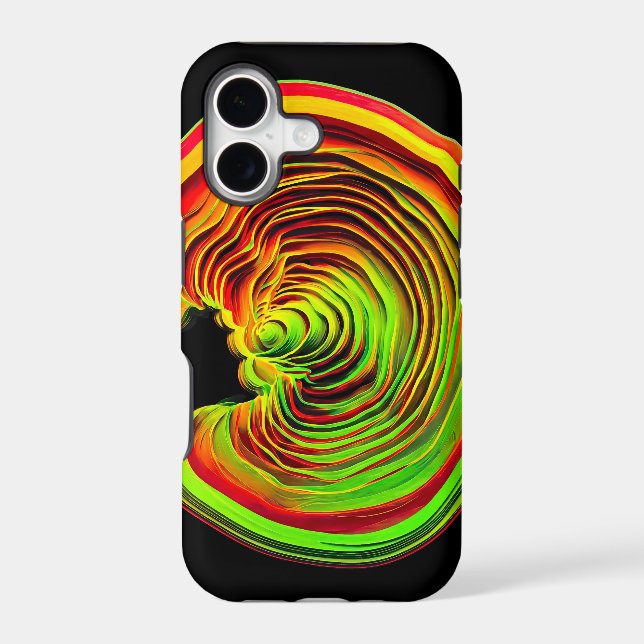 Glowing Neon Red Green Topographic Lines (Back)