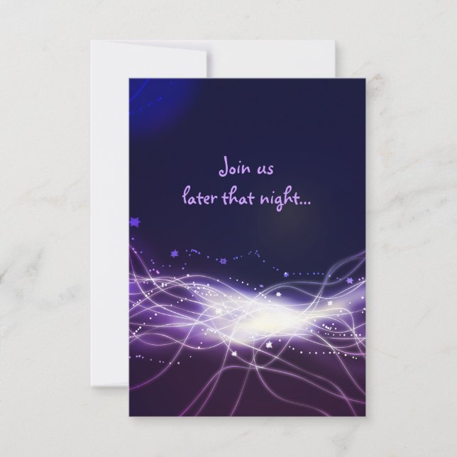Glowing Neon Star Bat Mitzvah Reception Party Card (Front)