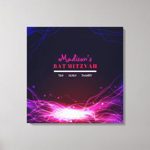 GLOWING NEON STAR Bat Mitzvah Sign In Memory Board