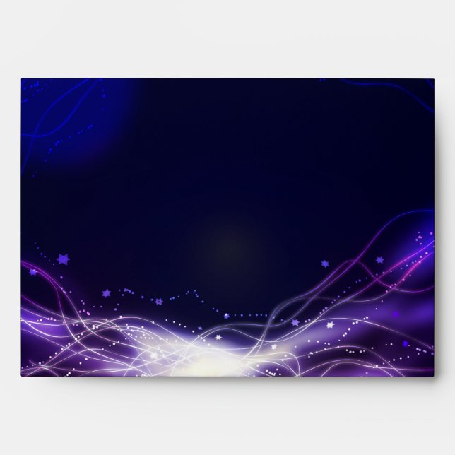 Glowing Neon Stars Bat Mitzvah Envelope Purple (Front)