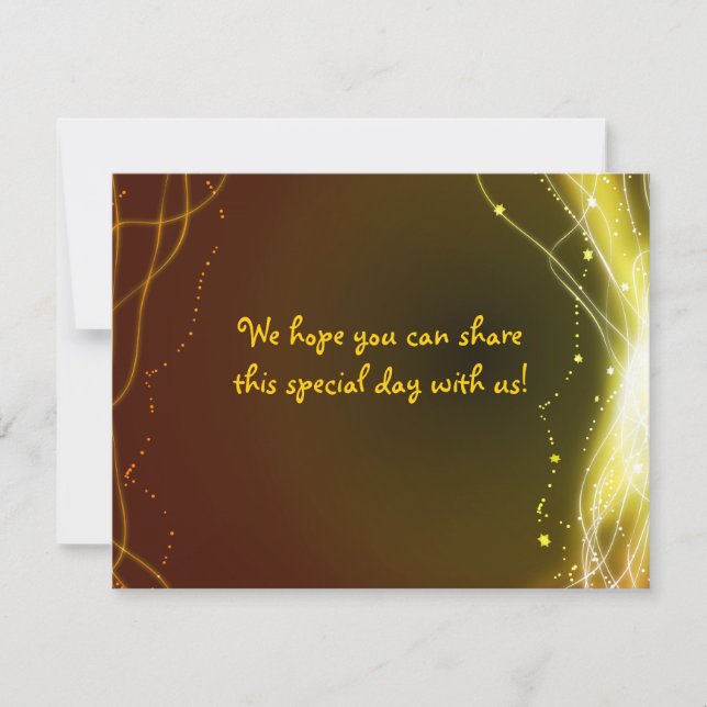 GLOWING NEON STARS Bat Mitzvah Reply Card GOLD (Front)