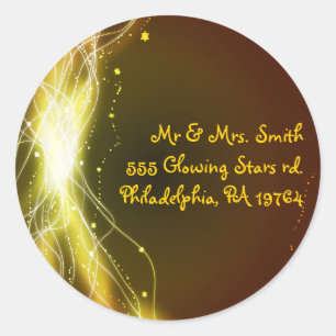 Glowing Neon Stars Bat Mitzvah Retern Sticker Seal