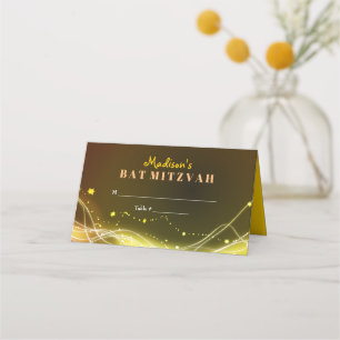 GLOWING NEON STARS Bat Mitzvah Seating Escort Place Card