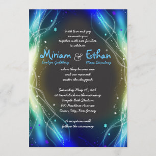 Glowing Neon Stars Jewish Wedding Invitation