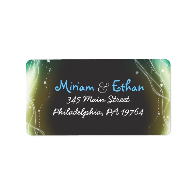 Glowing Neon Stars Jewish Wedding Invitation Label (Front)
